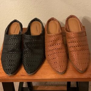 Universal Thread Black and Brown Woven Mules